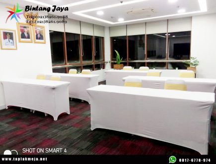 Jual taplak meja ketat stretch putih Jakarta Pusat