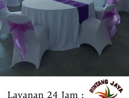 Jual Taplak Meja D160cm Tebar Putih Runner Ungu Area Bogor Selatan