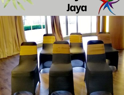 Konveksi Sarung Kursi Futura Cover Strech Hitam Dan Pita Gold Cikarang