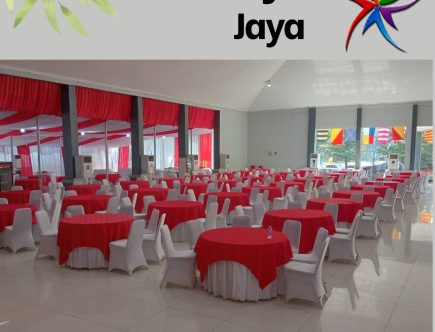 Sewa Set Meja Kursi Cover Merah Putih Jakarta