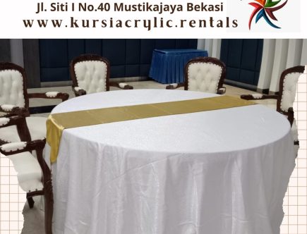 Grosir Taplak Meja Bundar Cover Putih Runner Gold Jakarta Pusat