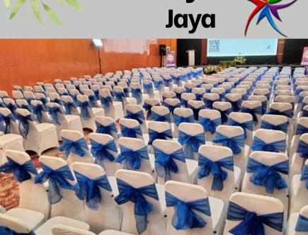 Produksi Sarung Kursi Futura Cover Putih Pita Biru Mewah Jakarta
