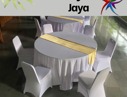 Produksi Taplak Meja D160cm Tebar Putih Runner Gold Jakarta