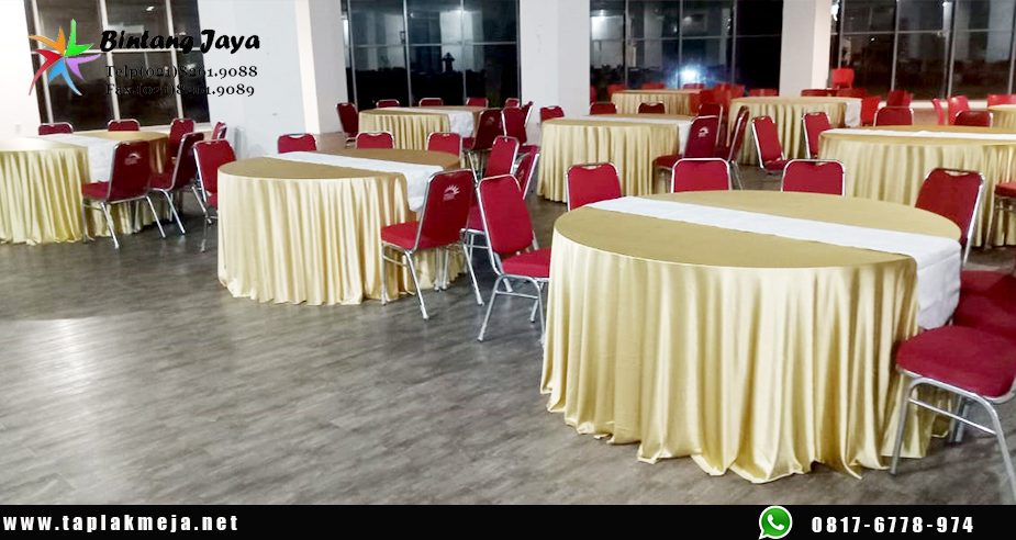 Grosir taplak meja model tebar warna gold Area Cilacap
