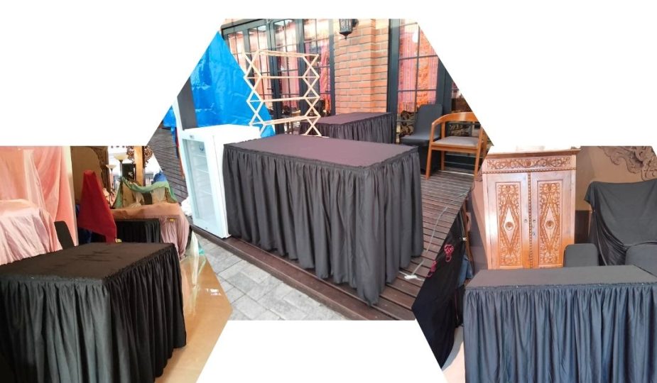 Konveksi Taplak Meja Kotak Cover Hitam Rumbai Jakarta