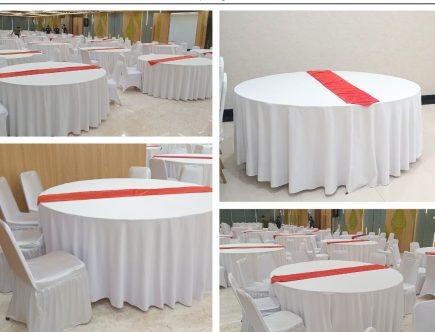 Produksi Taplak Meja D180 Cover Tebar Putih Runer Merah Jakarta