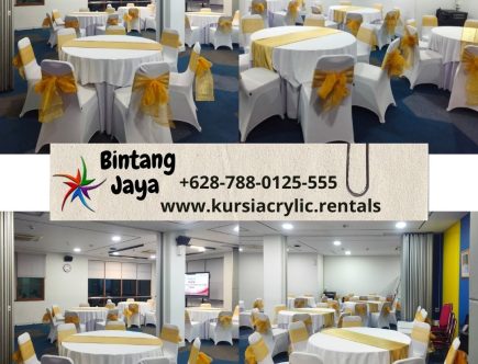Tersedia Taplak Meja Bundar D120 Set Sarung Kursi Futura Runner Gold Jakarta