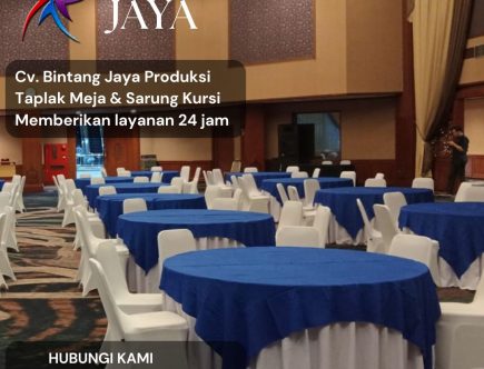 _Produksi Taplak Set Sarung Kursi Cover Biru Putih Mewah Ara Bandug