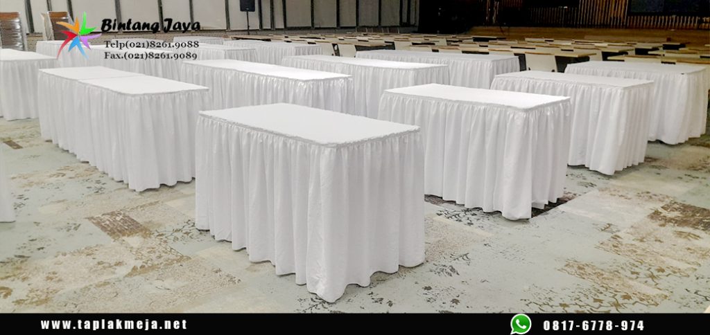 Jual Taplak Meja Kotak Skirting Putih Menawan Jakarta