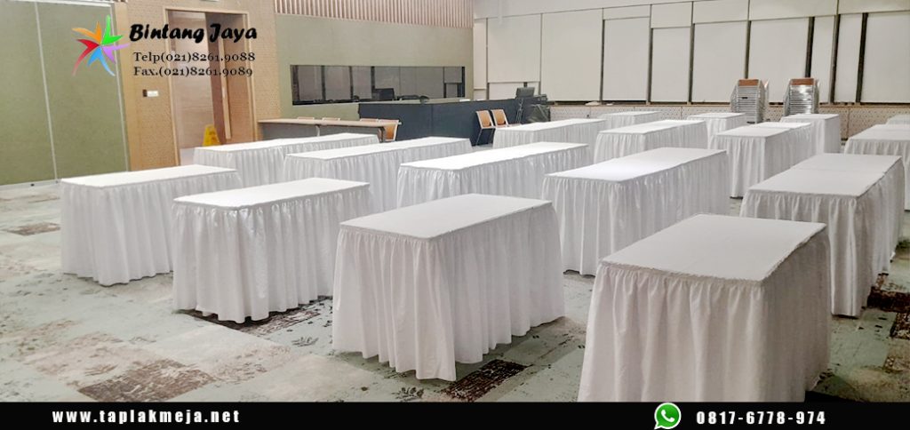 Jual Taplak Meja Kotak Skirting Putih Menawan Jakarta