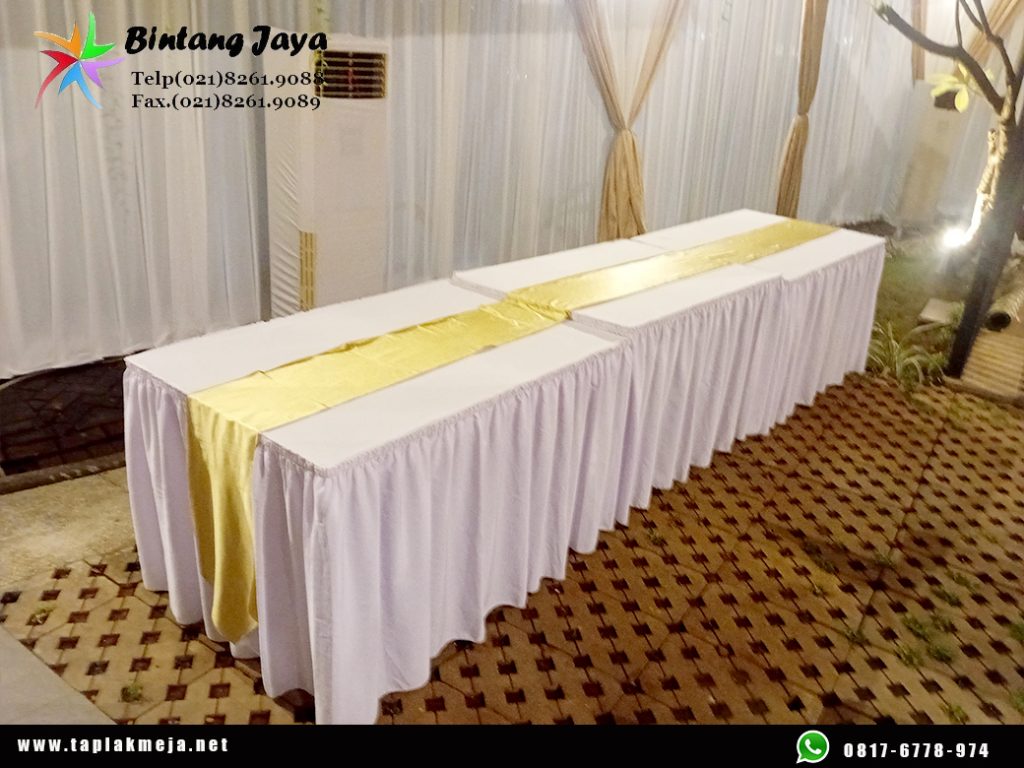 Jual Taplak Meja Kotak Skirting Putih Produksi Bandung