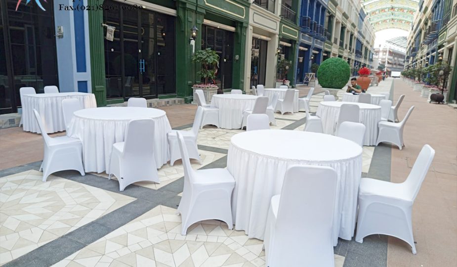 Jual Taplak Meja Hotel Bulat Jenis Skirting di Cisarua Bogor
