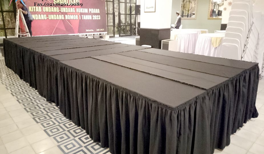 Konveksi Taplak Meja Skerting Full hitam Depok