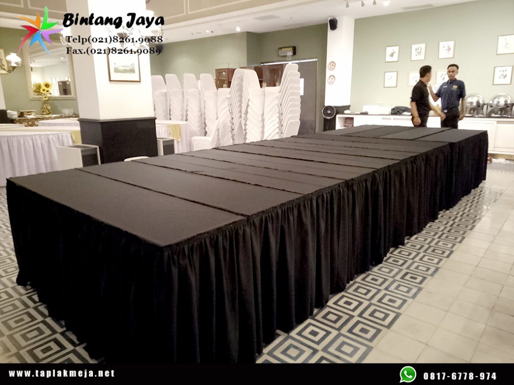 Konveksi Taplak Meja Skerting Full hitam Depok
