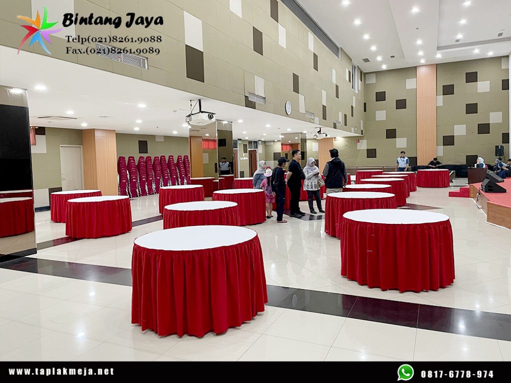 Jual taplak meja bulat Skerting Merah di Jakarta