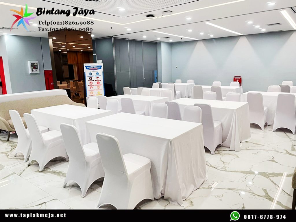 Gudang produksi taplak meja bulat skerting di Jakarta