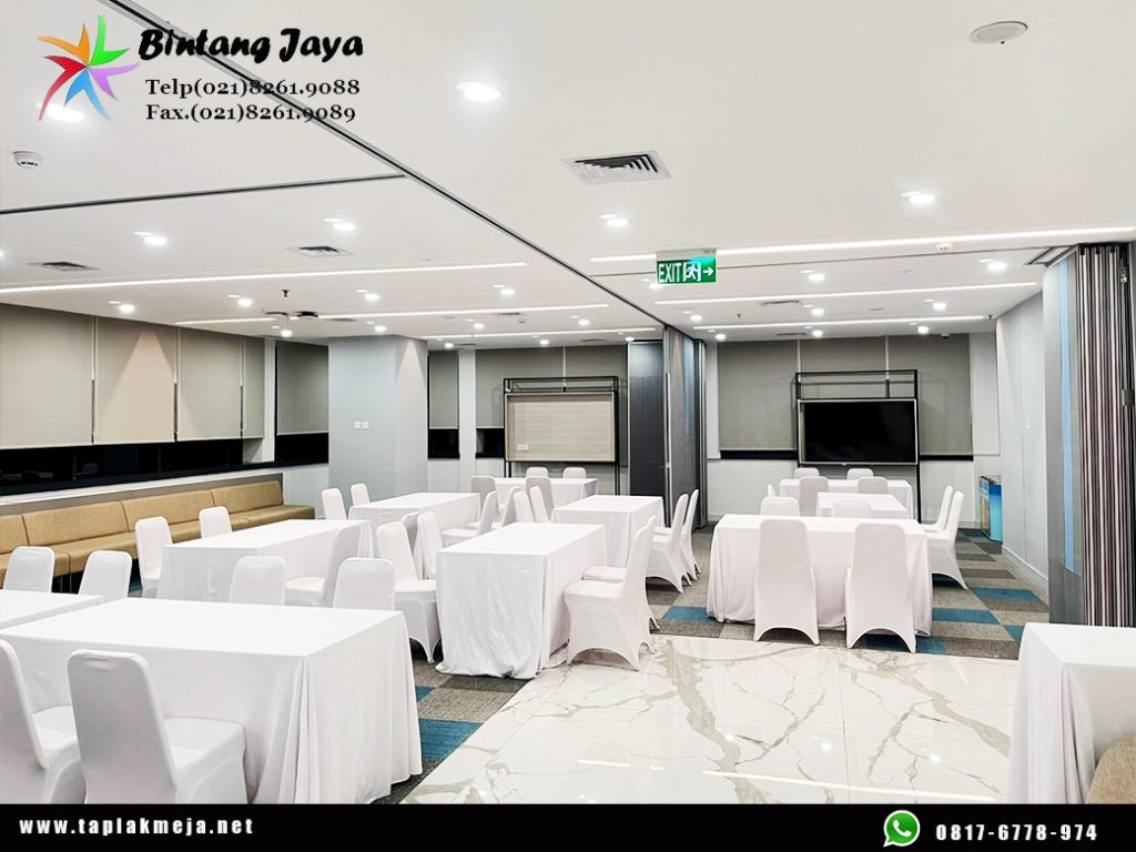 Gudang produksi taplak meja bulat skerting di Jakarta