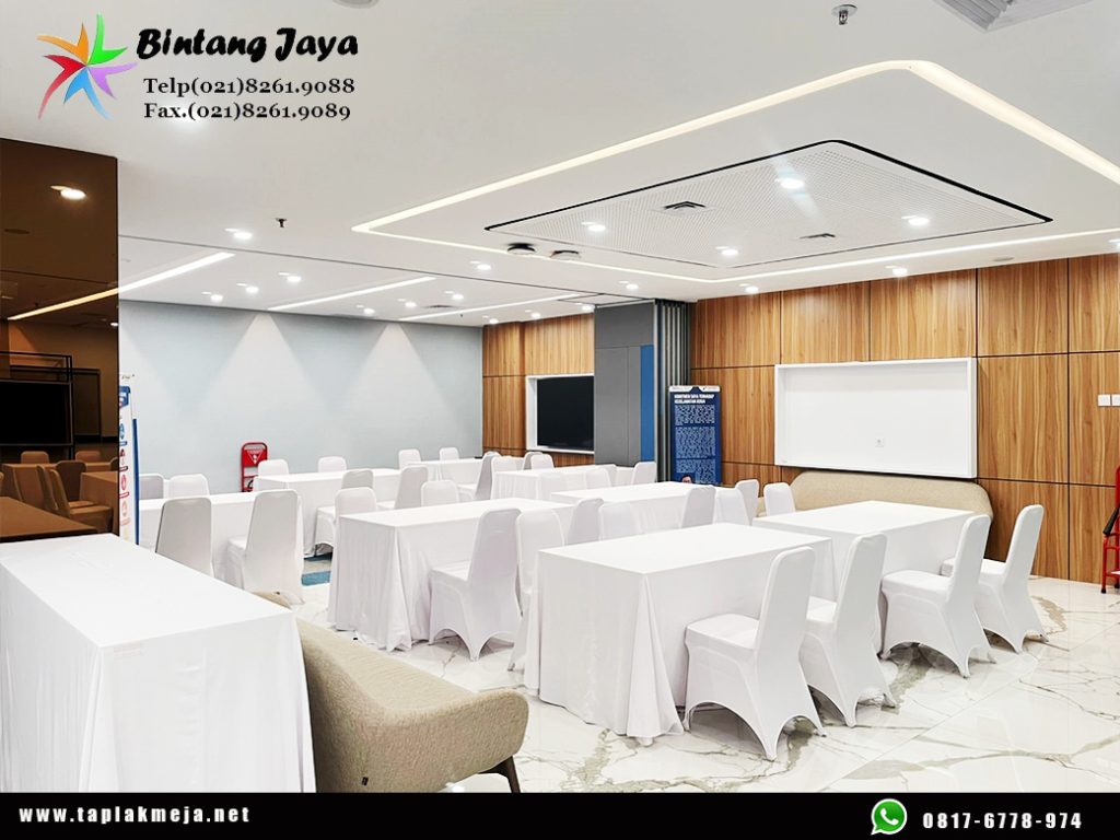 Gudang produksi taplak meja bulat skerting di Jakarta