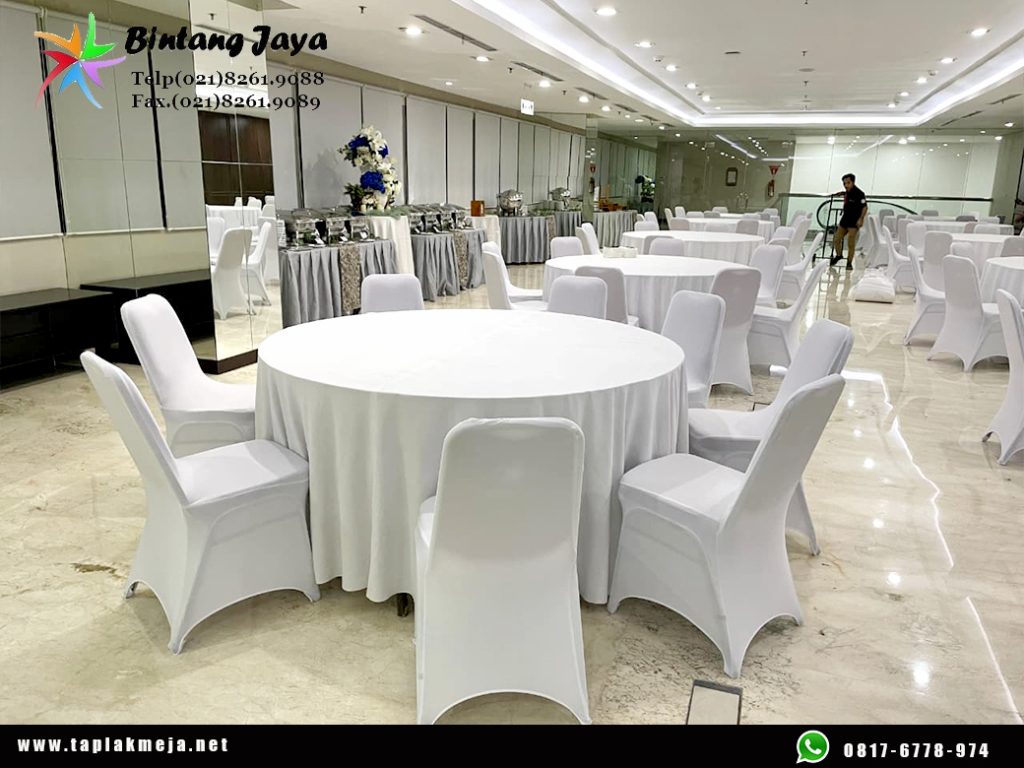 Jual taplak meja bulat Skerting Konveksi di Jakarta