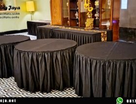 Jual Taplak Meja Bulat Skirting Hitam Produksi BJPro