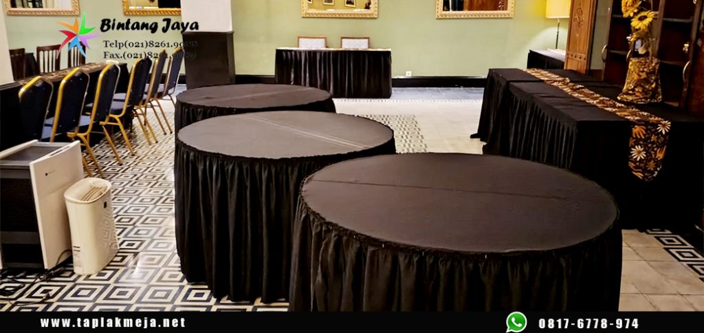 Jual Taplak Meja Bulat Skirting Hitam Produksi BJPro