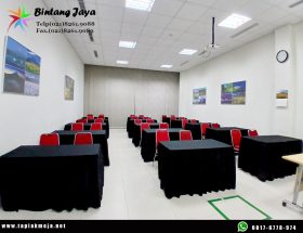 Jual Taplak Meja 120x60 Full Skirting Hitam untuk Kantor, Hotel & Usaha